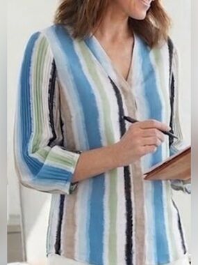 Striped V-Neck Blouse